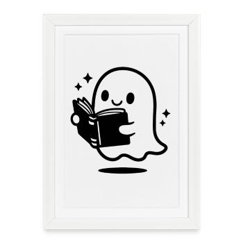 Halloween Reading Cartoon Book - Framed poster (27 × 37 cm) - white - Front