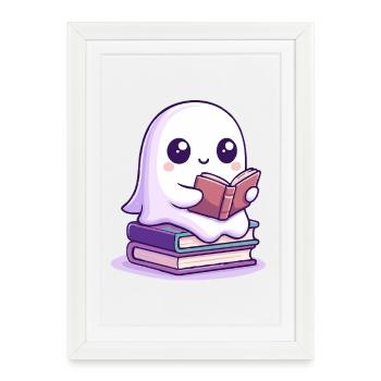 Halloween Reading Cartoon Book - Framed poster (27 × 37 cm) - white - Front