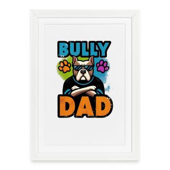 Bouledogue Papa Graphique Audacieux, Père - Affiche encadrée (27 × 37 cm) - blanc - Devant