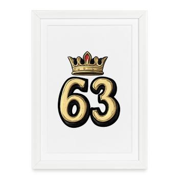 63 Nombre Couronne - Affiche encadrée (27 × 37 cm) - blanc - Devant