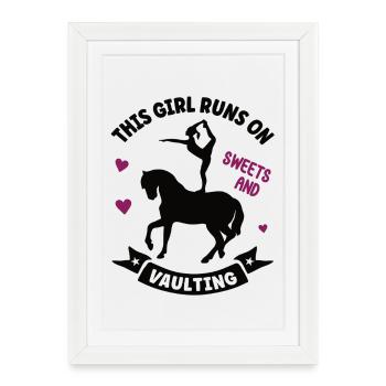 Voltige Chevaux Volti Voltige Saut équestre - Affiche encadrée (27 × 37 cm) - blanc - Devant