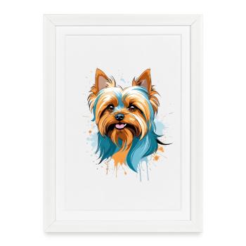 Look Yorkie coloré - Affiche encadrée (27 × 37 cm) - blanc - Devant