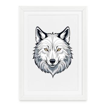 White wolf head illustration - Framed poster (27 × 37 cm) - white - Front
