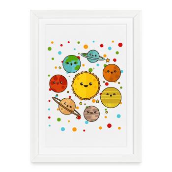 Spotty Solar System Tee - Framed poster (27 × 37 cm) - white - Front