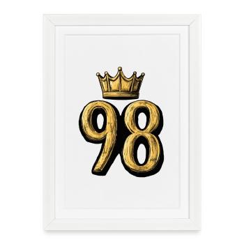 98 Nombre Couronne - Affiche encadrée (27 × 37 cm) - blanc - Devant