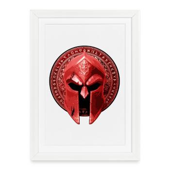 Casque Spartiate Gladiateur Rouge - Affiche encadrée (27 × 37 cm) - blanc - Devant