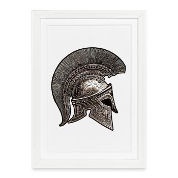 Casque Spartiate Symbole Mythologie - Affiche encadrée (27 × 37 cm) - blanc - Devant