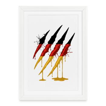 Griffe Allemagne Drapeau Scratch Trace - Affiche encadrée (27 × 37 cm) - blanc - Devant