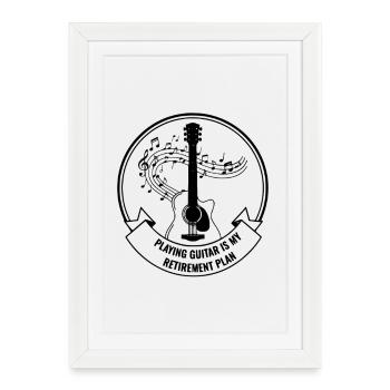 Citation d’humour de retraite de guitare - Affiche encadrée (27 × 37 cm) - blanc - Devant
