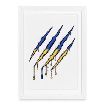 Griffe de drapeau de l’Ukraine - Griffe de griffe - Affiche encadrée (27 × 37 cm) - blanc - Devant