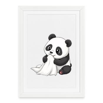 Baby Panda with Comforter – Cute Cartoon - Framed poster (27 × 37 cm) - white - Front