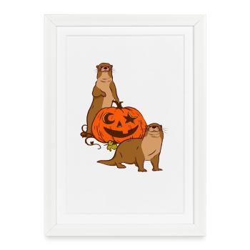 Sea Otter Cartoon Halloween - Framed poster (27 × 37 cm) - white - Front