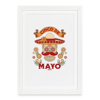 Cinco de Mayo Sugar Skull Fiesta - Affiche encadrée (27 × 37 cm) - blanc - Devant