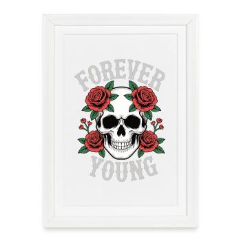 Forever Young Skull Roses - Framed poster (27 × 37 cm) - white - Front