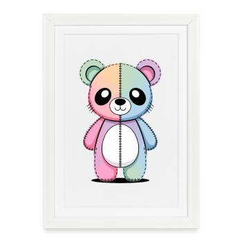 Kawaii Pastel Goth Patched Bear - Framed poster (27 × 37 cm) - white - Front