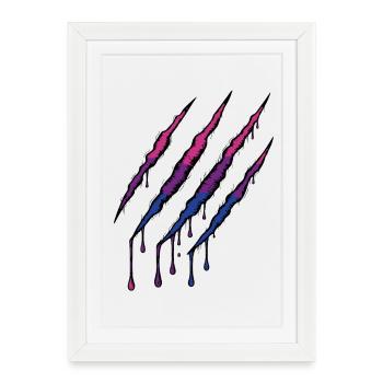 Bi Pride Claw - Drapeau bisexuel Griffe - Affiche encadrée (27 × 37 cm) - blanc - Devant