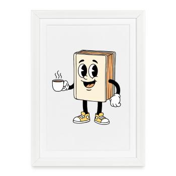 Livre de bande dessinée Amateur de café Lecture - Affiche encadrée (27 × 37 cm) - blanc - Devant