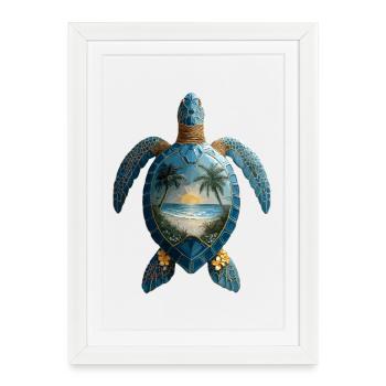 Turtle Waves Surf Turtle Surfer Turtles - Affiche encadrée (27 × 37 cm) - blanc - Devant