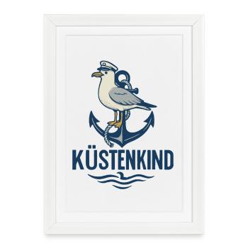 Küstenkind Anker Seemotiv - Gerahmtes Poster (27 × 37 cm) - Weiß - Vorne
