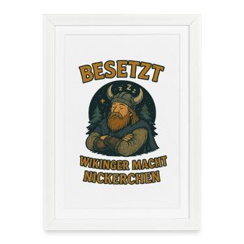 Viking Rest Mode Humour Design Viking Chemise de sommeil - Affiche encadrée (27 × 37 cm) - blanc - Devant