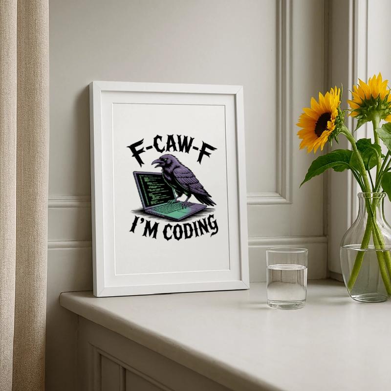 RabenCoder : Code Raven sur l’ordinateur portable Affiche encadrée (27 × 37 cm)