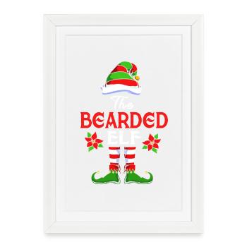 Elf Elf Christmas Gift Beard Bearded Hairdresser - Framed poster (27 × 37 cm) - white - Front