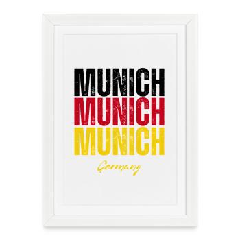 Munich Allemagne, souvenir de Munich - Affiche encadrée (27 × 37 cm) - blanc - Devant
