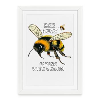 BUMBLEBEES BEE BUZZ FLYING WITH CHARM - Framed poster (27 × 37 cm) - white - Front