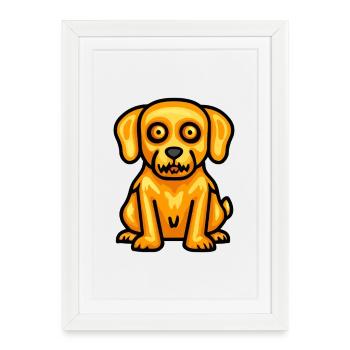 Golden Retriever Chien HalloweenDrôle - Affiche encadrée (27 × 37 cm) - blanc - Devant
