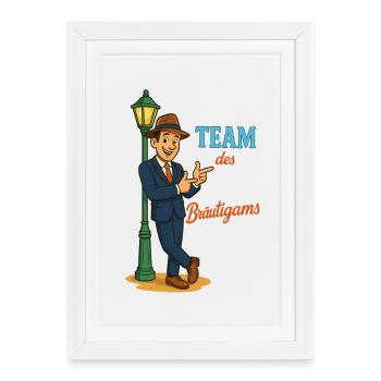 Caricature de l’équipe du marié - Affiche encadrée (27 × 37 cm) - blanc - Devant