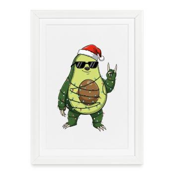 Sweet Avocado with Santa Claus Fairy Lights - Framed poster (27 × 37 cm) - white - Front