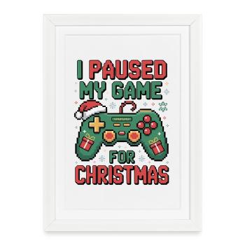 Paused Game Christmas Gaming Christmas - Framed poster (27 × 37 cm) - white - Front