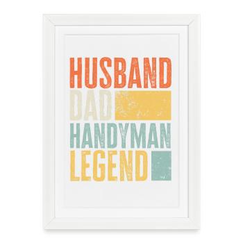 Husband Dad Handyman Legend Retro Craftsman - Framed poster (27 × 37 cm) - white - Front