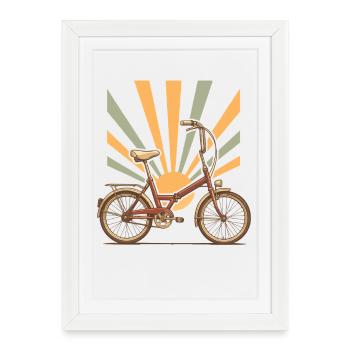 Vélo polonais rétro avec rayons du soleil - Affiche encadrée (27 × 37 cm) - blanc - Devant