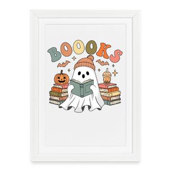 Reading Ghost Halloween - Framed poster (27 × 37 cm) - white - Front