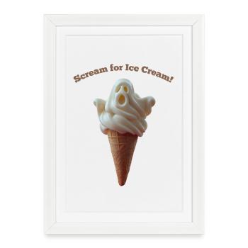 Cri pour IceCream Ghost - Affiche encadrée (27 × 37 cm) - blanc - Devant