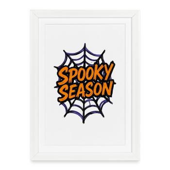 Halloween spider web "Spooky Season" - Framed poster (27 × 37 cm) - white - Front