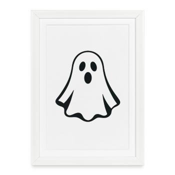 Fantôme - Halloween - Maison Hantée - Affiche encadrée (27 × 37 cm) - blanc - Devant