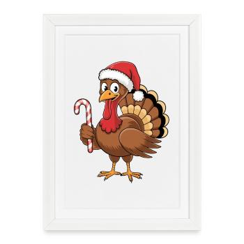 Drôle de dinde Noël homme Thanksgiving - Affiche encadrée (27 × 37 cm) - blanc - Devant