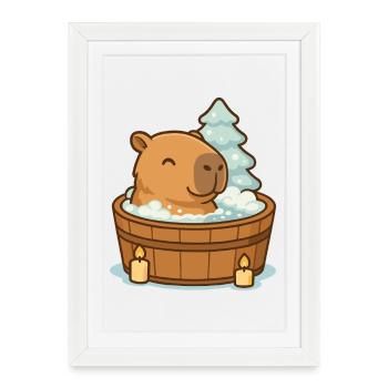 ✨ Wellness Capybara – Cozy Christmas Time - Framed poster (27 × 37 cm) - white - Front