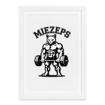 Kitty - Muscles endoloris - Chat - Dire - Affiche encadrée (27 × 37 cm) - blanc - Devant