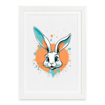 Rabbit head with paint splashes - Framed poster (27 × 37 cm) - white - Front