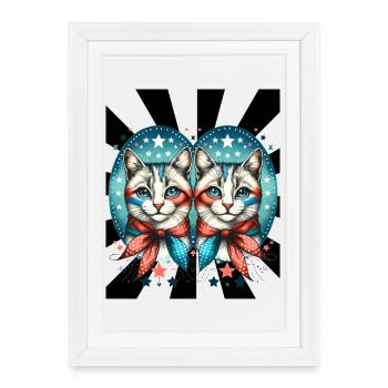 60s Retro Cats Cat - Framed poster (27 × 37 cm) - white - Front