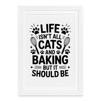 Pâtisserie Dire Chats Drôle Pâtisserie Cadeau - Affiche encadrée (27 × 37 cm) - blanc - Devant