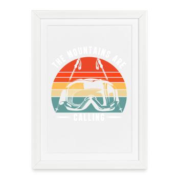 Les montagnes appellent le trek vintage - Affiche encadrée (27 × 37 cm) - blanc - Devant