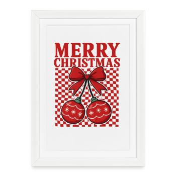 Noël rouge ornement noeud - Affiche encadrée (27 × 37 cm) - blanc - Devant