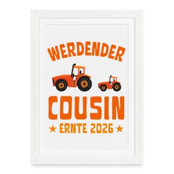 Expectant Cousin Harvest 2026 Tractor - Framed poster (27 × 37 cm) - white - Front