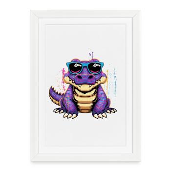 Crocodile Caïman Alligator Lézards Reptile Crocodile - Affiche encadrée (27 × 37 cm) - blanc - Devant