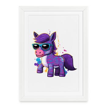 Rider Pony Colorful Horse - Framed poster (27 × 37 cm) - white - Front