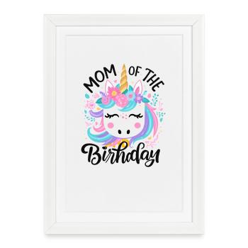 Maman Licorne Anniversaire Floraison - Affiche encadrée (27 × 37 cm) - blanc - Devant